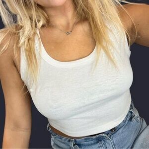 SHEIN White Ribbed Crop Tank Top